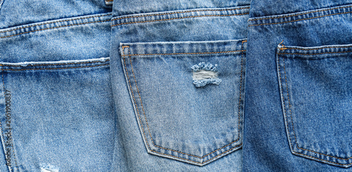 Set of stylish jeans pants,...