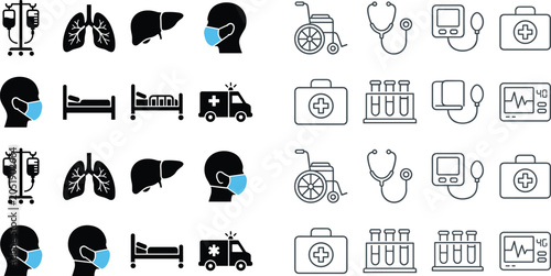 Bild auf Leinwand Here are the SEO-optimized title and keywords for your medical glyph and line icon set, formatted exactly for your Adobe Stock upload