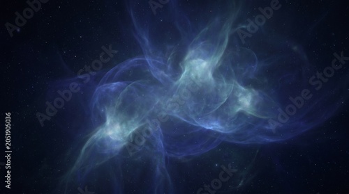 Fotografía Deep nebula cloud floating in outer space surrounded by tiny distant starlight c