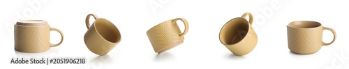 Of five beige ceramic coffe...