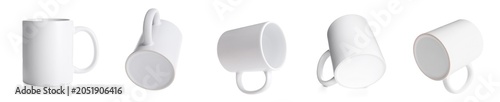 Of five blank white ceramic...