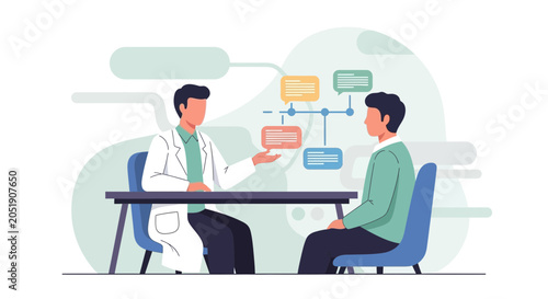 Doctor consulting patient about health condition, medical consultation and diagnosis