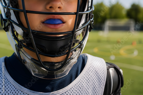 Youth Athlete Wearing Mouthguard, Sports Safety Equipment, Dental Protection, Contact Sports & Injury Prevention