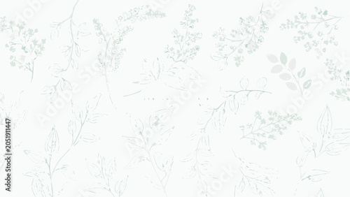 Foto Mint green watercolor leaves branch pattern on white background