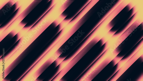 Blurred diagonal light beams with grain texture abstract background in pink and yellow neon colors