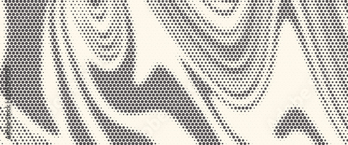 Hexagon Shapes Vector Abstract Geometric Technology Oscillation Wave Isolated on Light Background. Halftone Hex Retro Simple Pattern. Minimal 80s Style Dynamic Tech Wallpaper