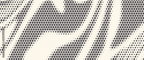 Hexagon Shapes Vector Abstract Geometric Technology Oscillation Wave Isolated on Light Background. Halftone Hex Retro Simple Pattern. Minimal 80s Style Dynamic Tech Wallpaper