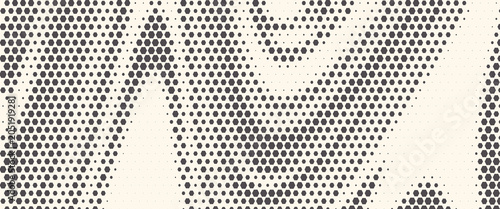 Hexagon Shapes Vector Abstract Geometric Technology Oscillation Wave Isolated on Light Background. Halftone Hex Retro Simple Pattern. Minimal 80s Style Dynamic Tech Wallpaper