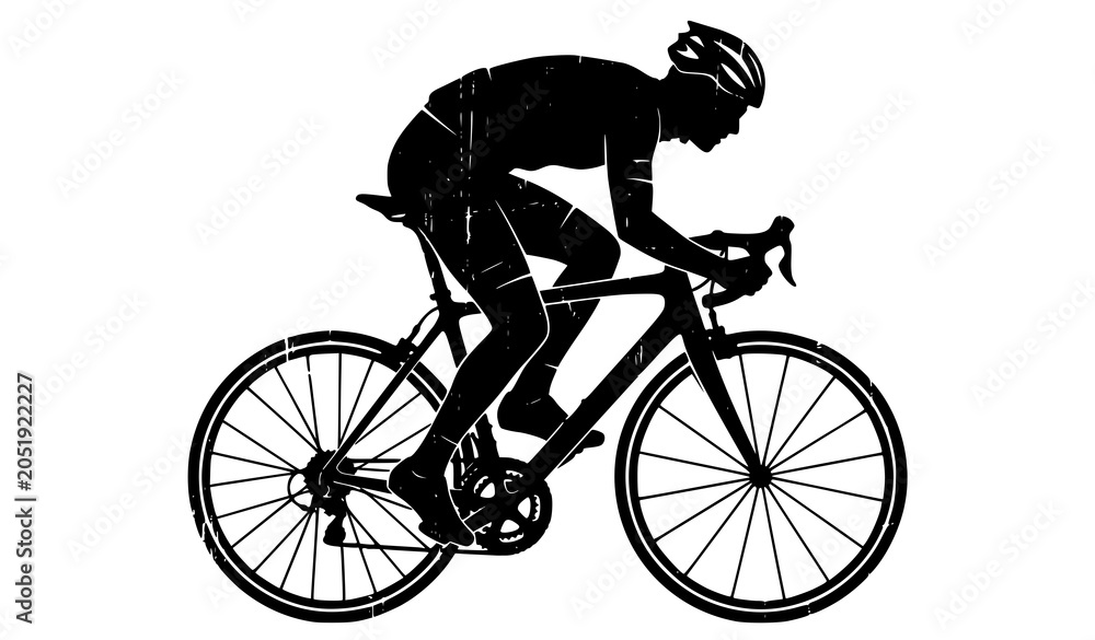 Fototapeta premium Road Cyclist Scratched Vector Silhouette Dynamic Racing Bicycle Sports Illustration
