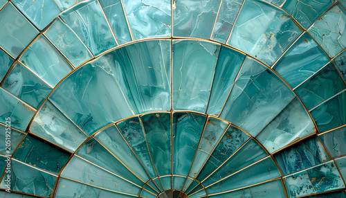 Close-up of a Green Glass Mosaic Pattern.