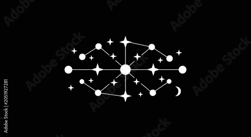 White star and moon constellation pattern.