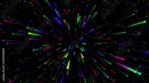 Futuristic Hyperspace Warp Drive Motion with Neon Light Trails and Glowing Particles Looped Video