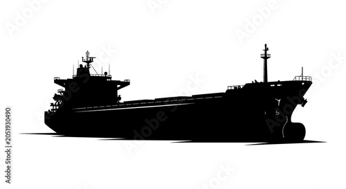 Foto Cargo ship silhouette against a white background detailed vessel outline