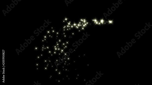 4K Enchanting sparkle golden stardust motion trail, luminous fairy star blink animation, glowing golden glitter particles, elegant curved light path, magical fantasy overlay effect on black screen.
