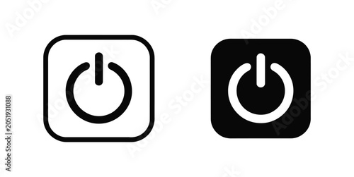Fotografia Power button icon set, startup shutdown and energy control symbols isolated on white background for technology interfaces
