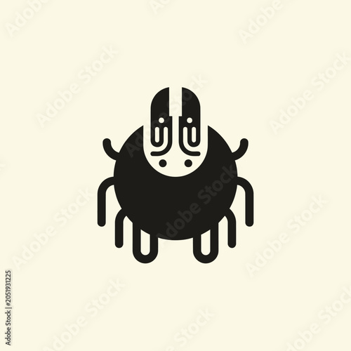 Foto Black and white cartoon spider creature.
