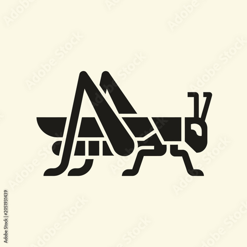 Photos Black stylized grasshopper insect logo.