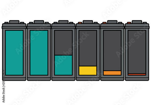 Vászonkép Battery depletion graphic showcasing a fleet of vehicles