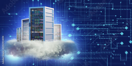 Cloud computing. Server rac...