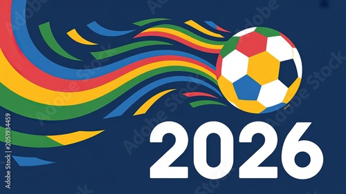 Dynamic Minimalist World Cup Football Layout with Bold Red Blue Accents for Sports Marketing Social Media Campaigns and Fan Engagement Materials