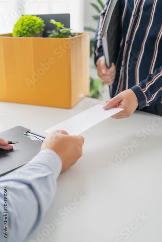 Asian businesswoman sent a letter of resignation to human resources
