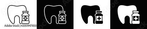 Foto Mouthwash Icon Set White And Black Background Style