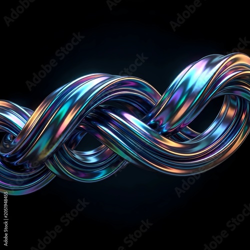 Trendy Y2K Acid Graphic Holographic Liquid Chrome Twisted Ribbon