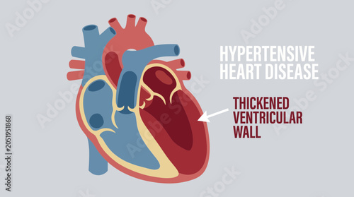 Fotografía Hypertensive Heart Disease Thickened Ventricular Wall Illustration