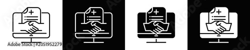Foto Collaborative Icon Set White And Black Background Style