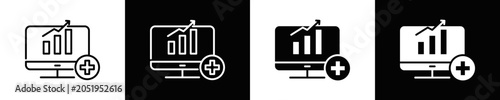 Foto Medical Analytics Icon Set White And Black Background Style