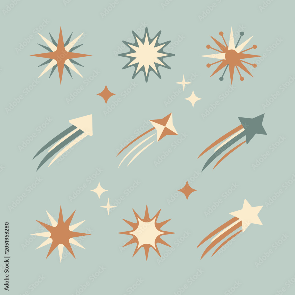 Obraz premium A collection of various decorative star shapes on a soft background