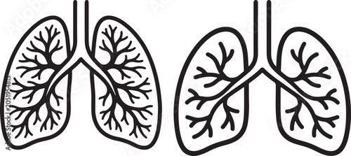 Foto Human Lungs Anatomy Line Icon Set for Medical and Respiratory Health Design