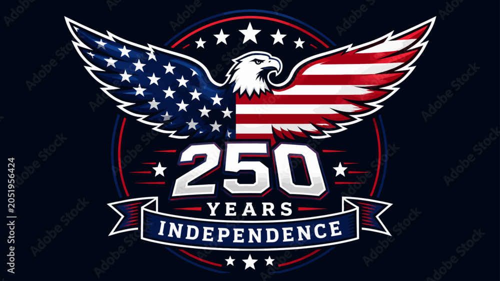 Fototapeta premium 250 years of independence usa emblem with patriotic eagle