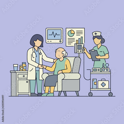 Foto Medical professionals provide care and support to an elderly patient