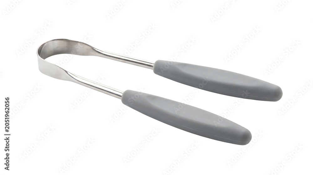 Fototapeta premium Professional metal tongue scraper with grey handles isolated on transparent background png
