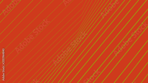 Obraz na plátně Red background with green diagonal lines converging to right  abstract graphic d
