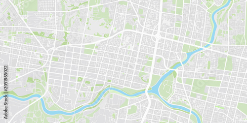 Detailed City Map Illustration Pale Green And Blue Tones On White Background aerial view architecture