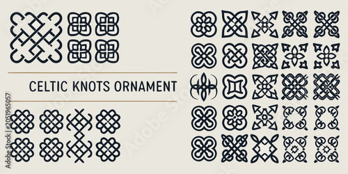 Bild auf Leinwand Celtic Knots Ornament Collection Black Vector Illustration On Neutral Background