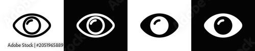 Eye And Vision Services Icon Set White And Black Background Style