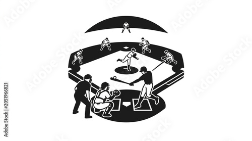 Foto Baseball Game Action Illustration.