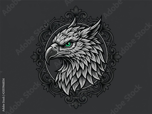 Quadro su tela Griffin head emblem in heraldic style