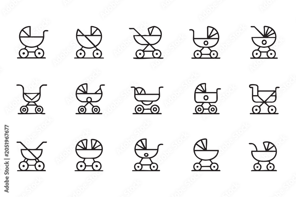 Obraz premium Toddler Transport and Nursery Icon Set for Digital Use