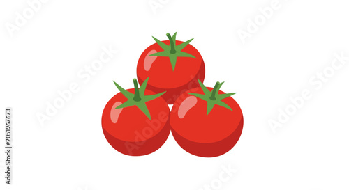 Three fresh red tomatoes vector illustration on white background