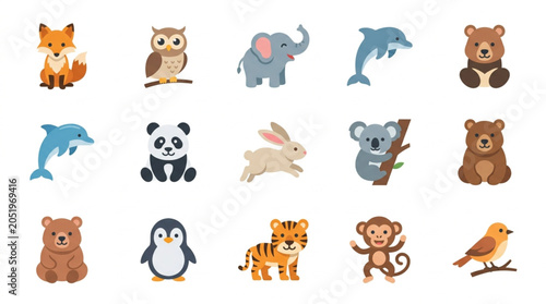 Photography Cute Cartoon Animal Characters Collection.