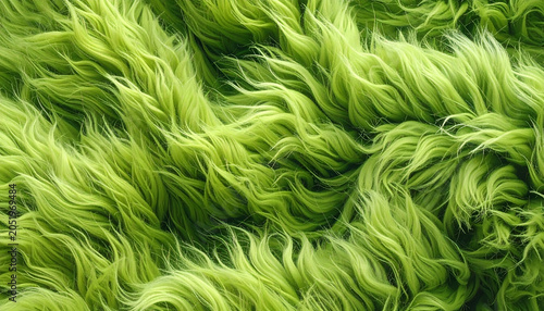 Vibrant Green Shaggy Texture Abstract Background Close Up.