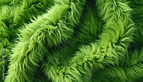 Vibrant Green Fluffy Textured Background Abstract Macro Shot.