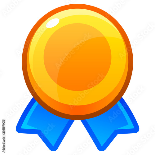 golden medal with blue ribbon