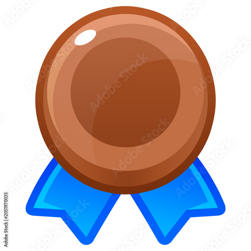 bronze medal with blue ribbon