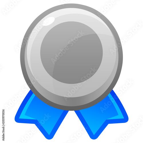 silver medal with blue ribbon