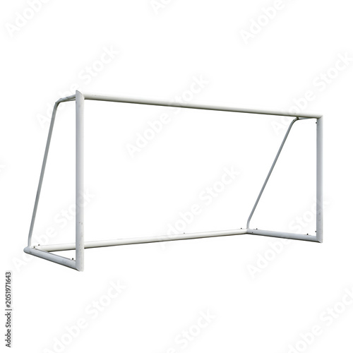 White soccer goal frame isolated on transparent background for sports and football equipment